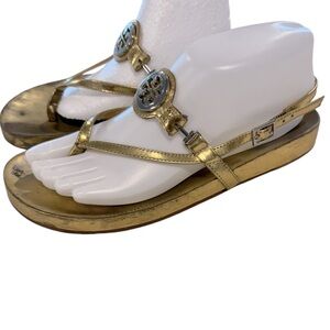 Tory Burch Gold Miller Sling Back Women's Sandals - Size 8M